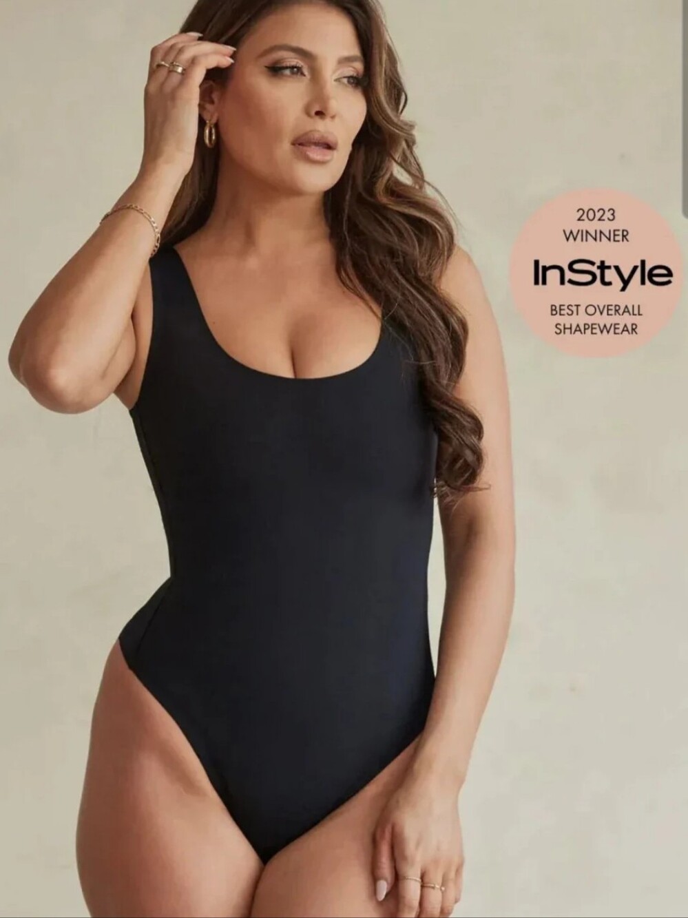 Pinsy Scoop Tank Shape Bodysuit Cheeky Black Large